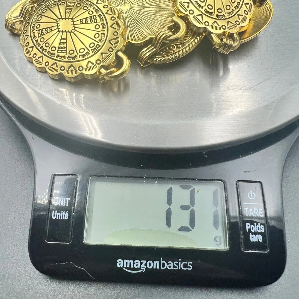 Western Concho Medallion Chain‎ Belt Gold OS EX